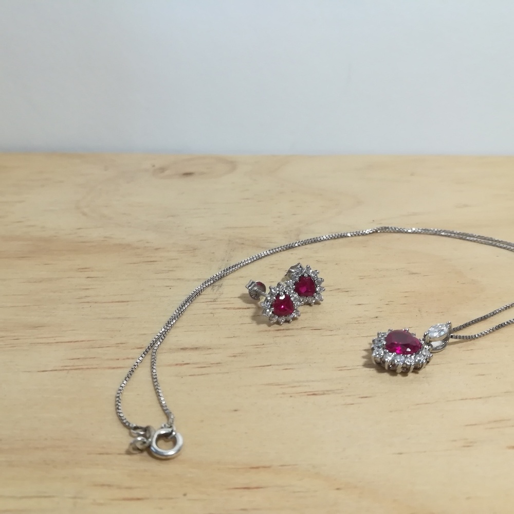 Sterling silver CZ JJT heart set